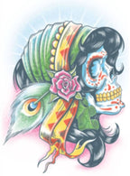 Tinsley Transfers Sugar Skull Lady Gitanos Temporary Tattoo - Alternative Image