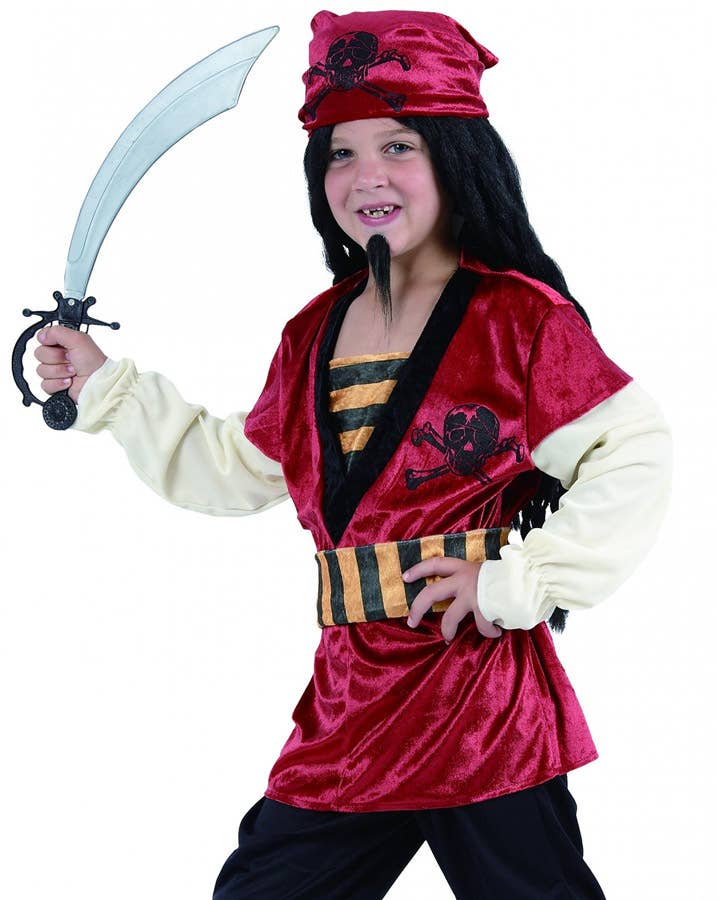 Pirate Boy's Red Buccaneer Book Week Fancy Dress Front View