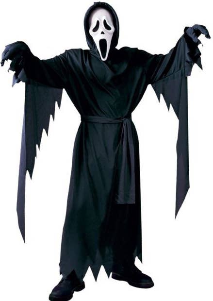Kid's Scream Ghost Face Black Halloween Movie Costume Front