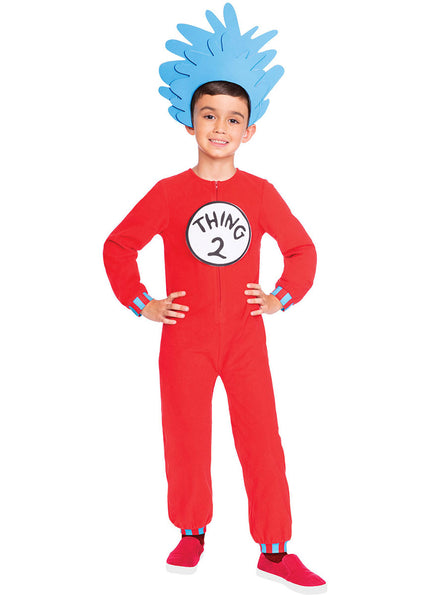 Image of Cat In The Hat Boys Dr Seuss Thing 1 or 2 Costume