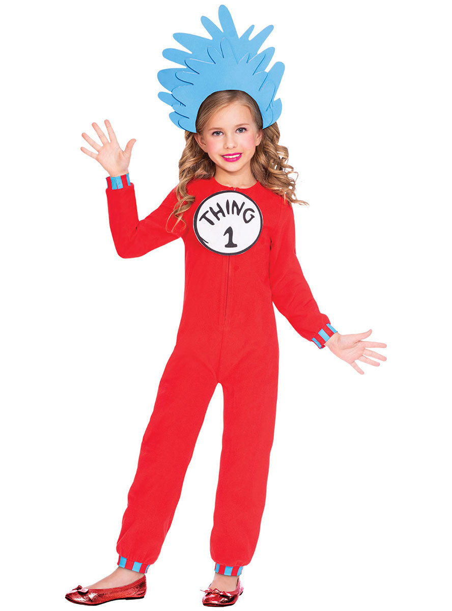 Image of Cat In The Hat Girls Dr Seuss Thing 1 or 2 Costume