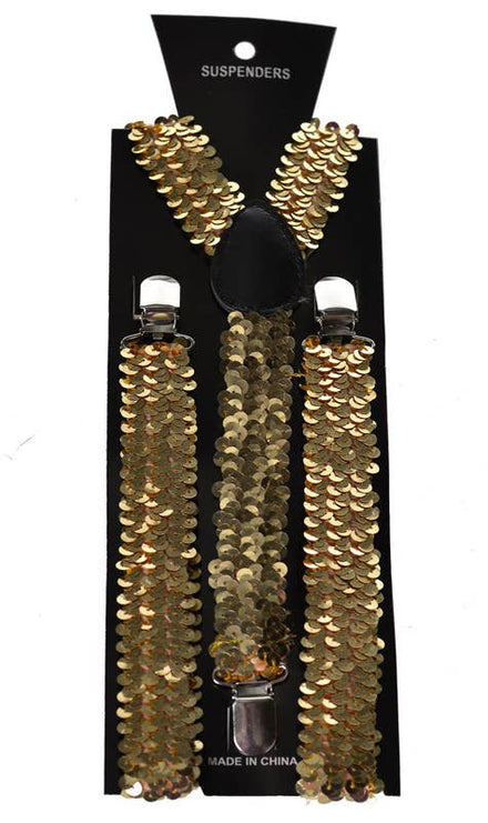 Adjustable Gold Sequin Costume Suspenders