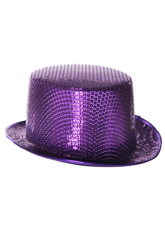 Purple Sequin Costume Top Hat for Adults - Alternative Image