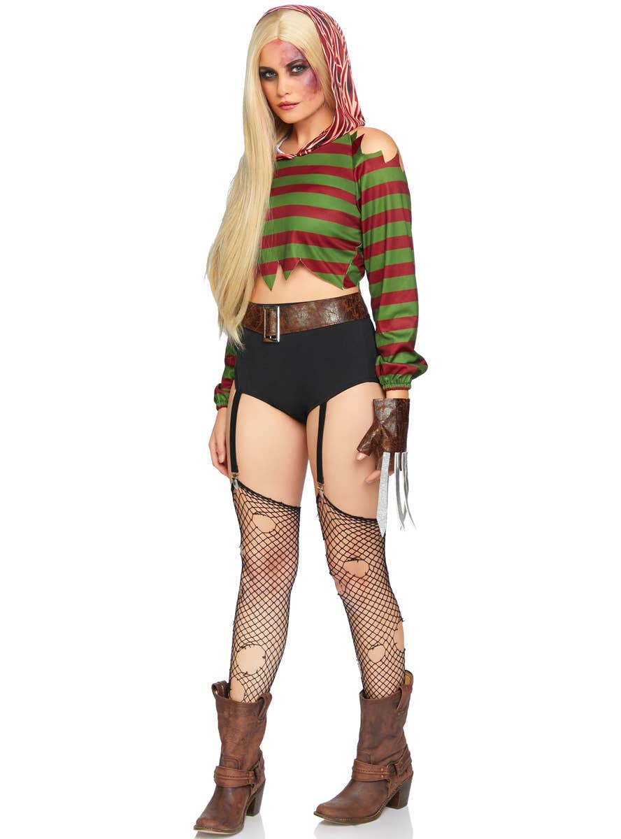 Front Image Of Womens Sexy Freddy Krueger costume