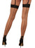 Cuban Heel Nude Thigh High Stockings with Black Plain Tops and Back Seam - Back Image