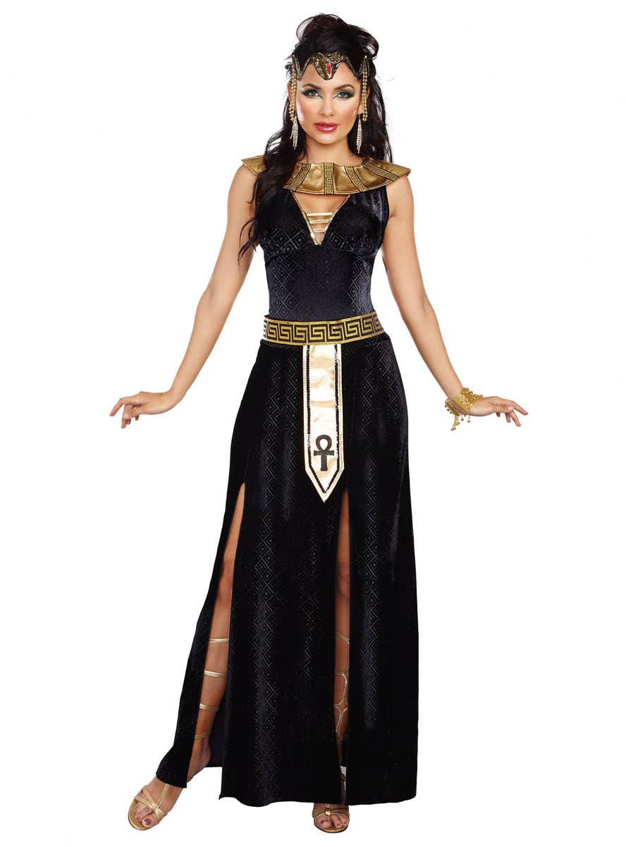 Deluxe Black Velvet Exquisite Cleopatra Women's Egyptian Costume - Main Image