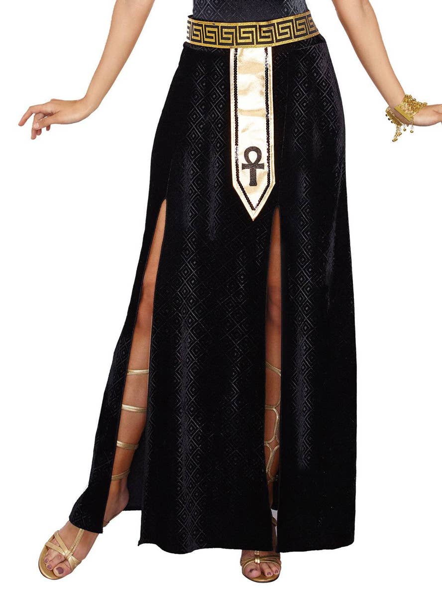 Deluxe Black Velvet Exquisite Cleopatra Women's Egyptian Costume - Close Up Image 2