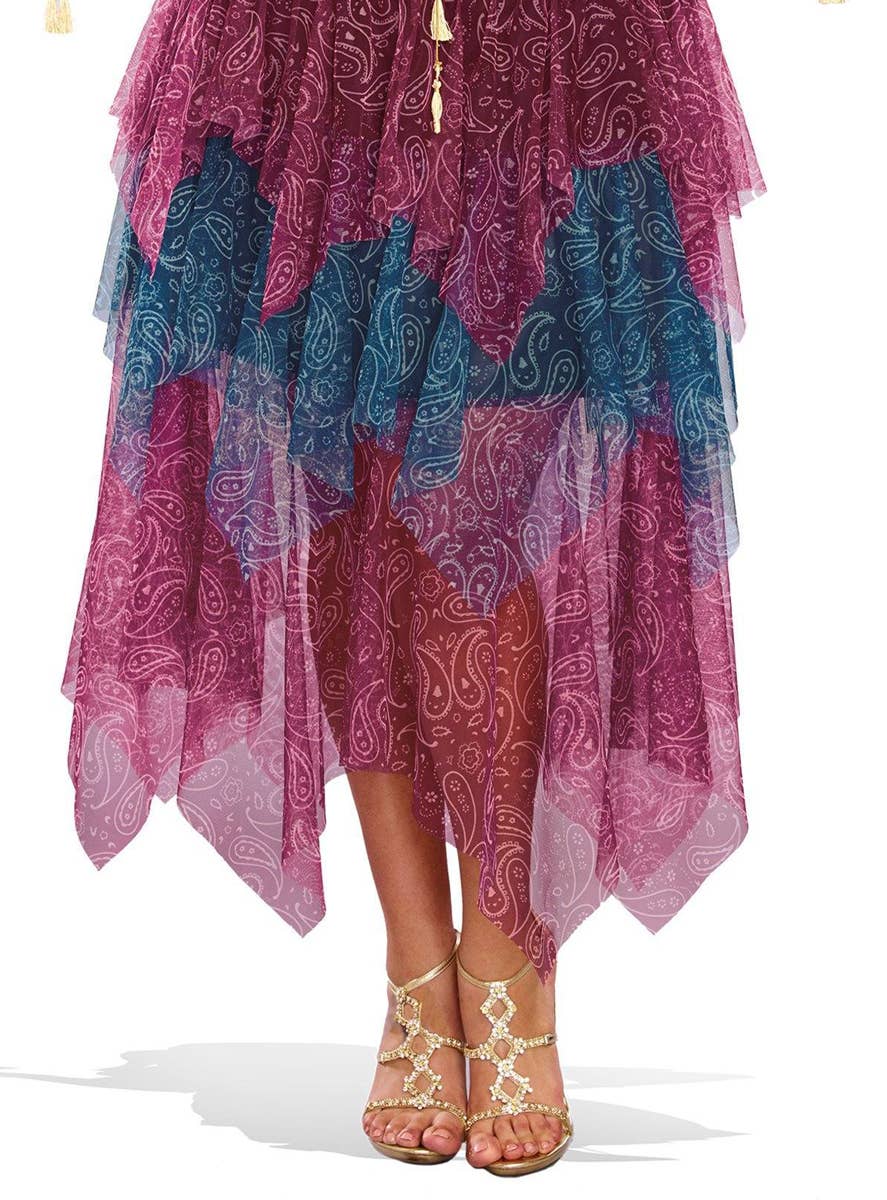 Deluxe Purple and Blue Travelling Gypsy Women's Plus Size Costume - Close Up Skirt Image