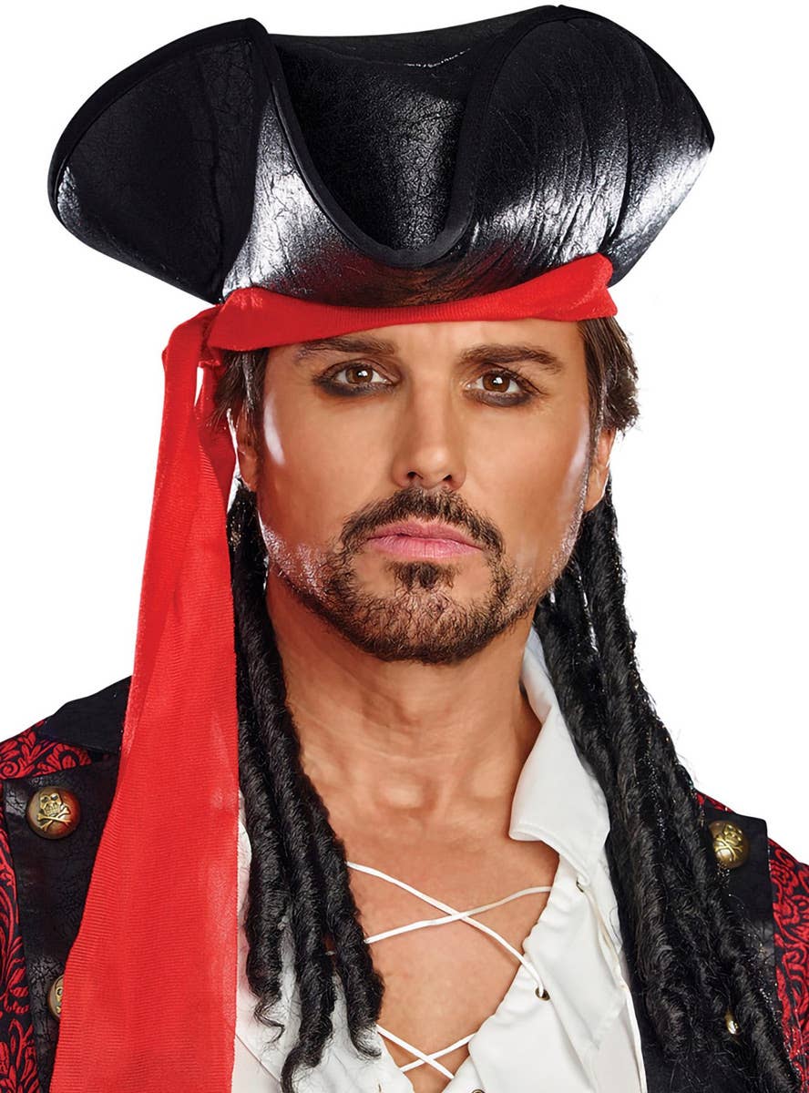 Men's Deluxe Black Tricorne Pirate Costume Hat