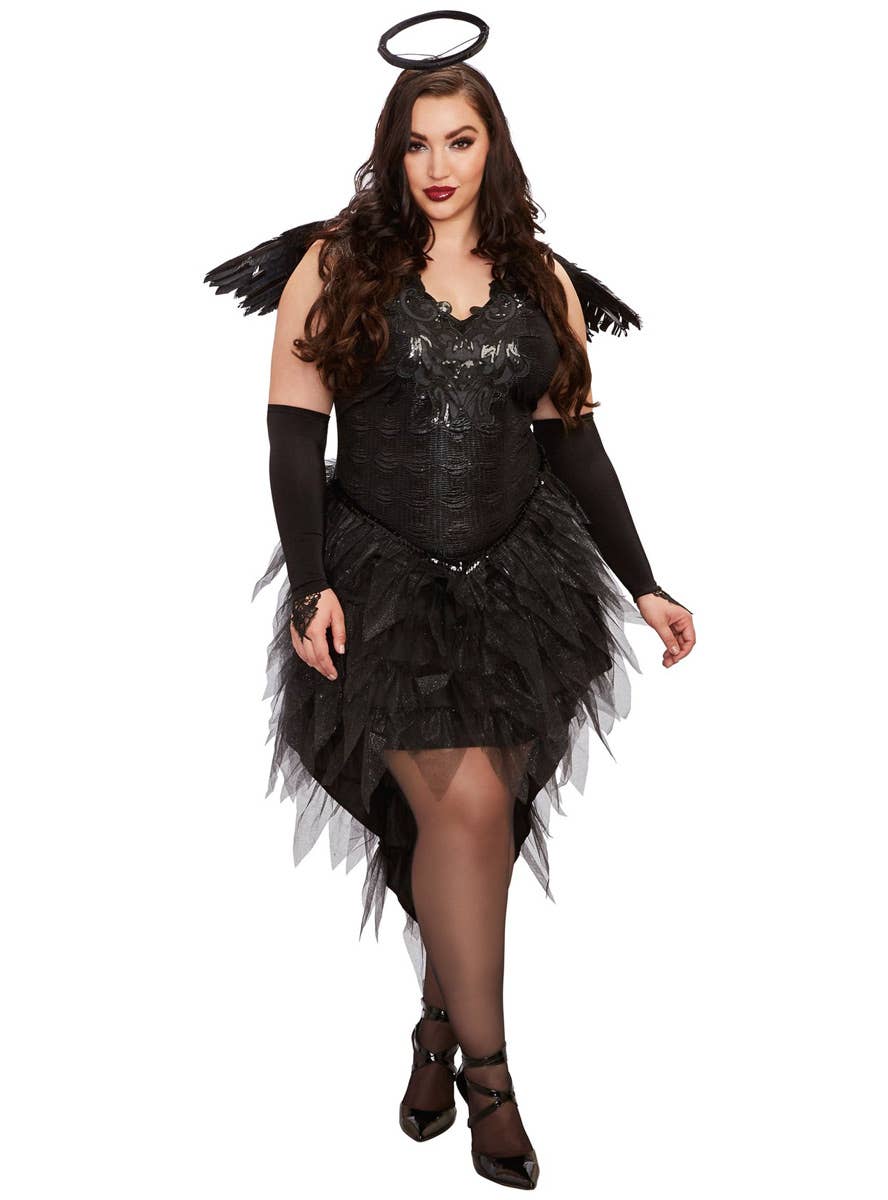 Women's Dark Angel Plus Size Halloween Costume Front Image