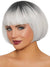 Women's Short Platinum Blonde Bob Costume Wig with Black Roots