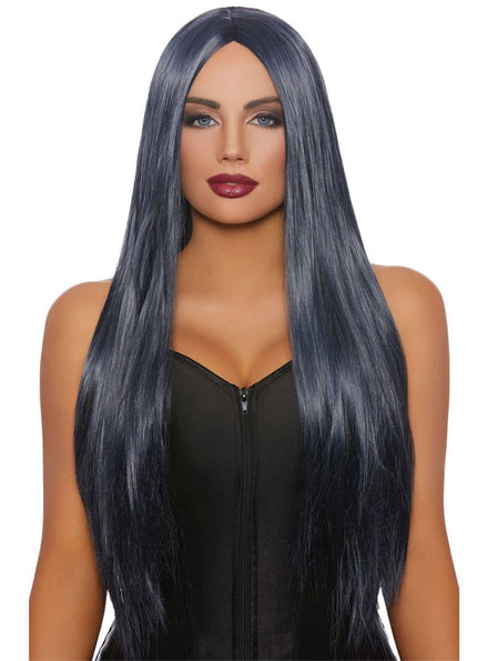 Long Midnight Blue Women's Costume Wig - Main Image