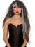Extra Long Messy Black and White Halloween Wig for Women - Front Image