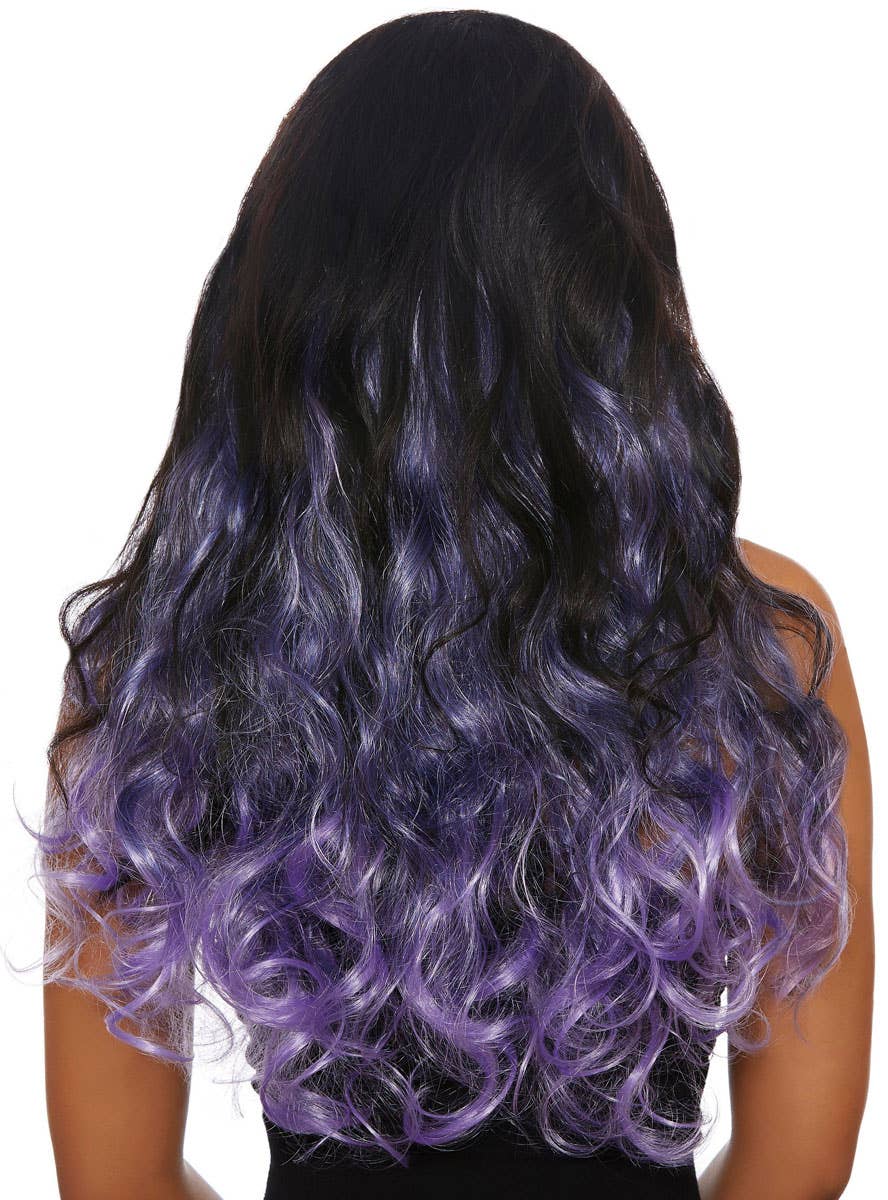 Bright Purple Long Curly 3 Piece Clip in Hair Extensions - Back Image