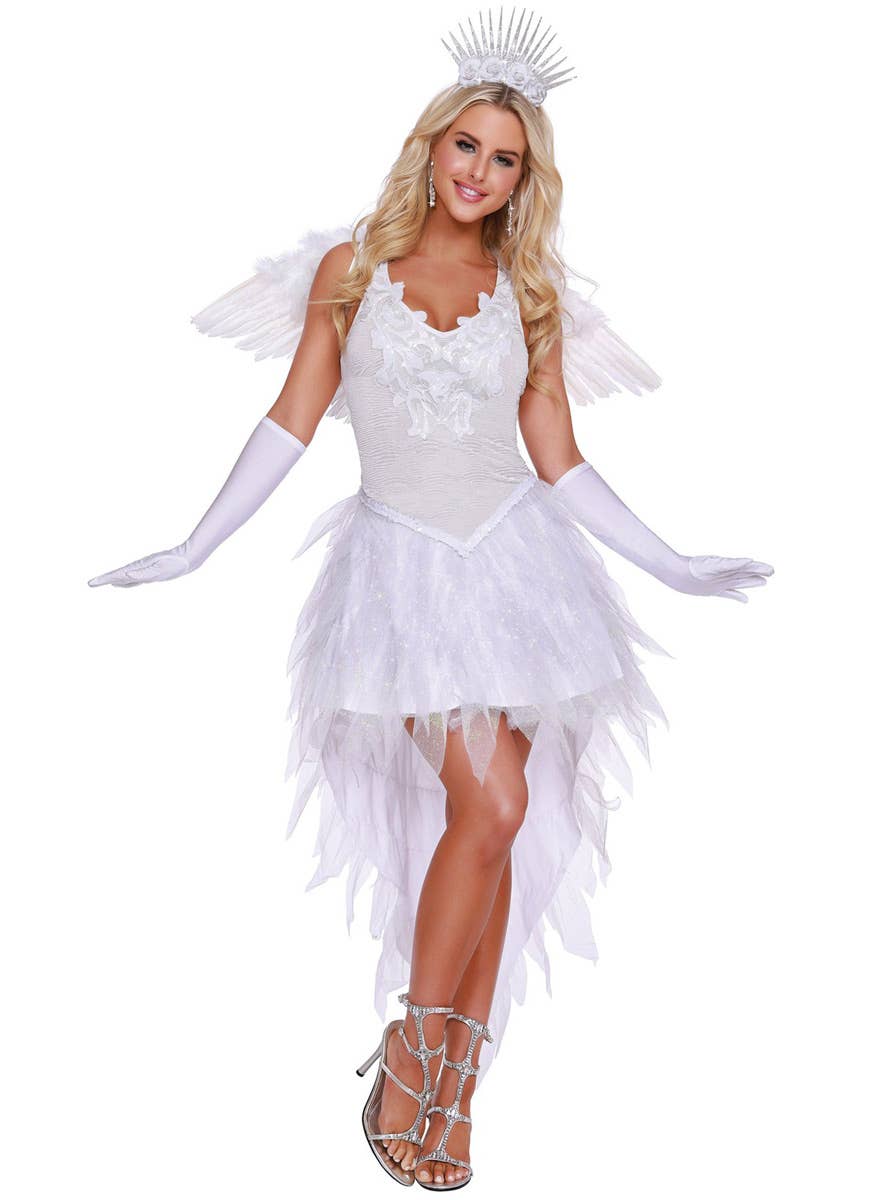Women's Sexy White Angel Beauty Dress Up Costume Front Image