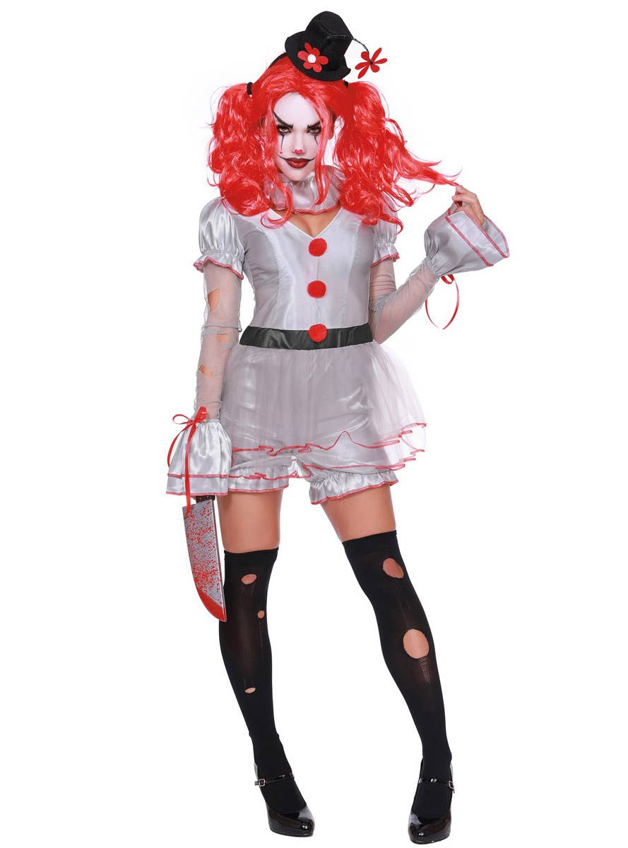 Women's Wicked Clown Pennywise Inspired Costume Front Image