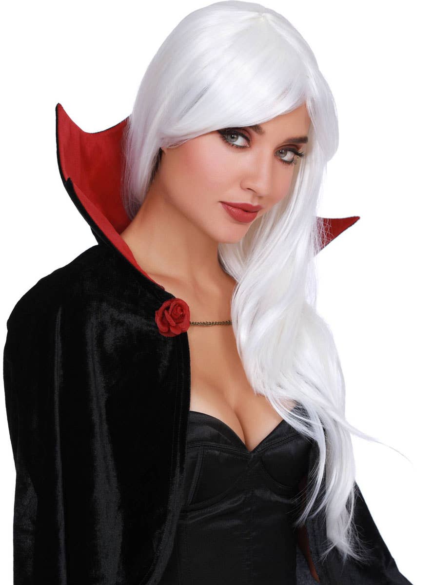 Long Layered White Costume Wig for Women - Alternative Image