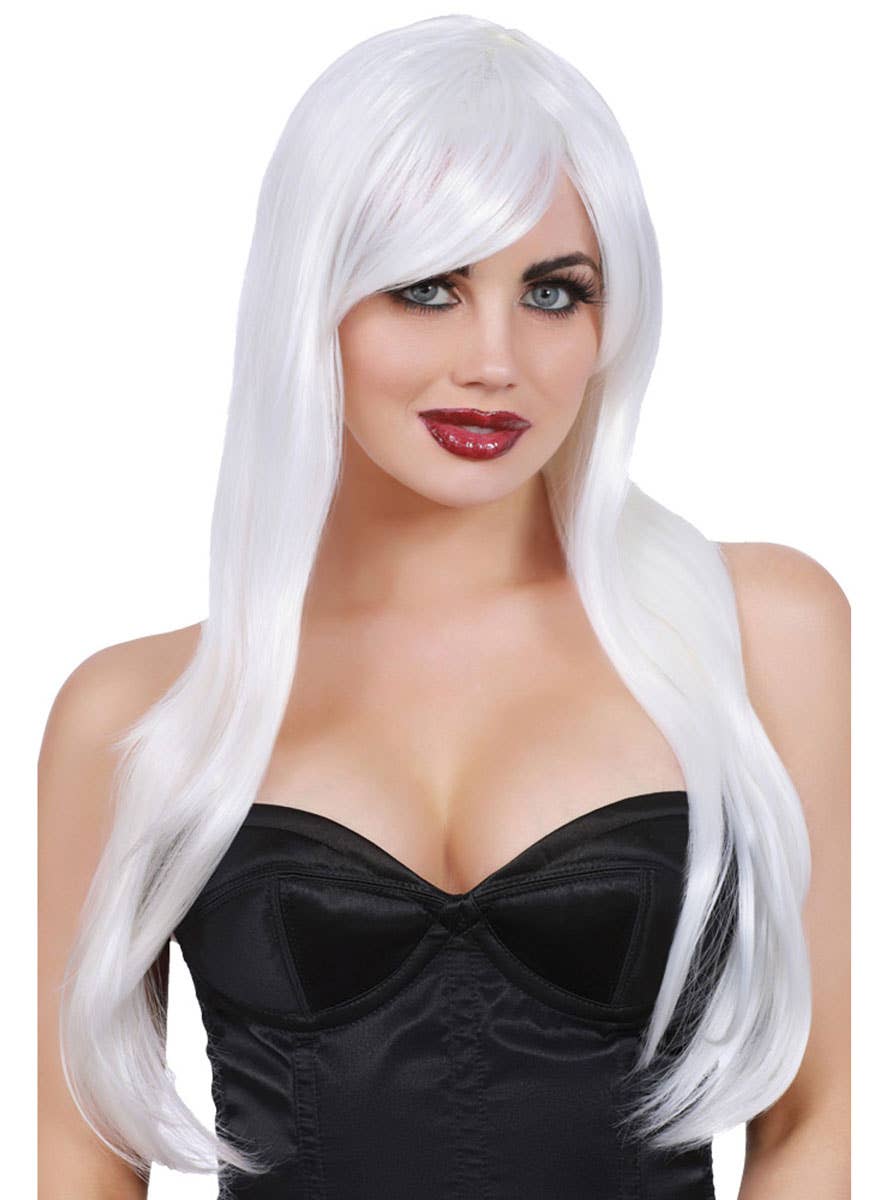 Long Layered White Costume Wig for Women - Main Image