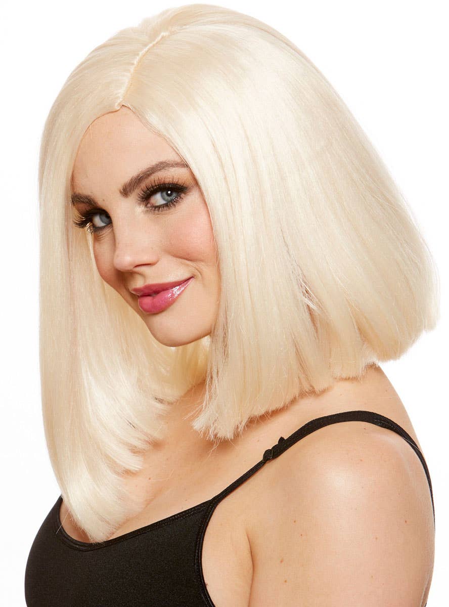 Teased Blonde Blunt Cut Bob Costume Wig for Women - Side Image