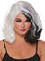 Short Curly Black and White Split Colour Costume Wig for Women - Main Image