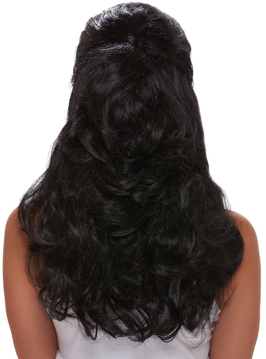 Long Black Bouffant Costume Wig for Women - Back Image