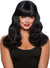 Long Black Curly Bettie Page Inspired Pin Up Costume Wig for Women - Main Image