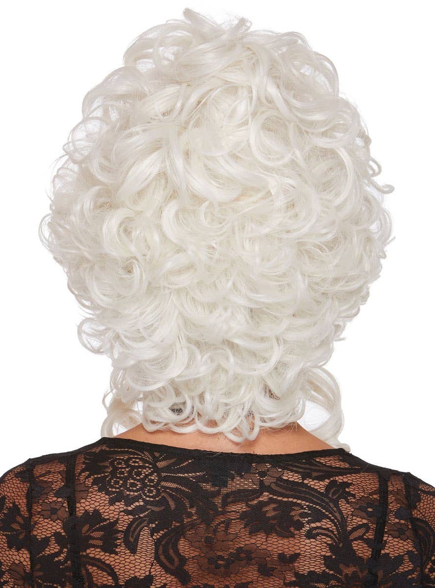 Women's Curly Platinum Blonde Victorian Up Do Costume Wig - Back Image