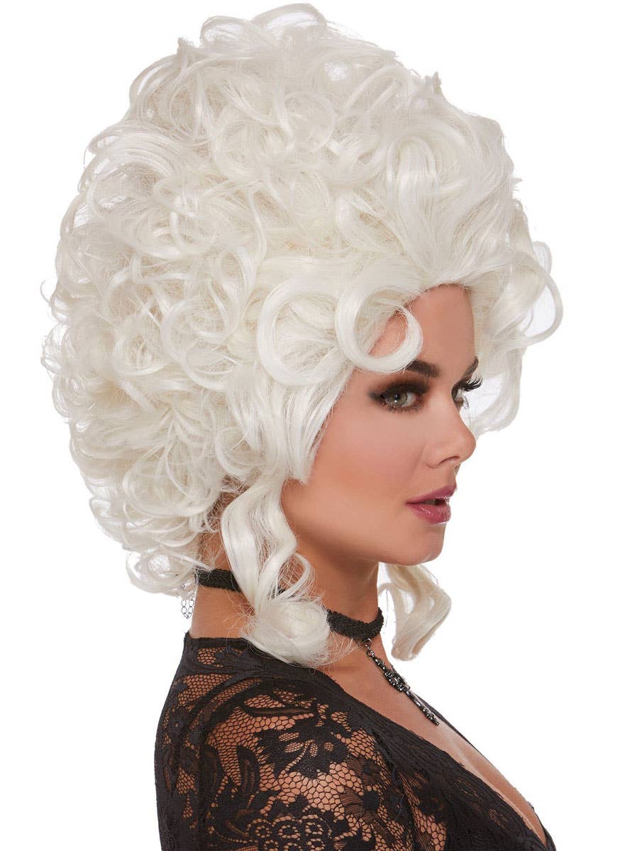 Women's Curly Platinum Blonde Victorian Up Do Costume Wig - Side Image