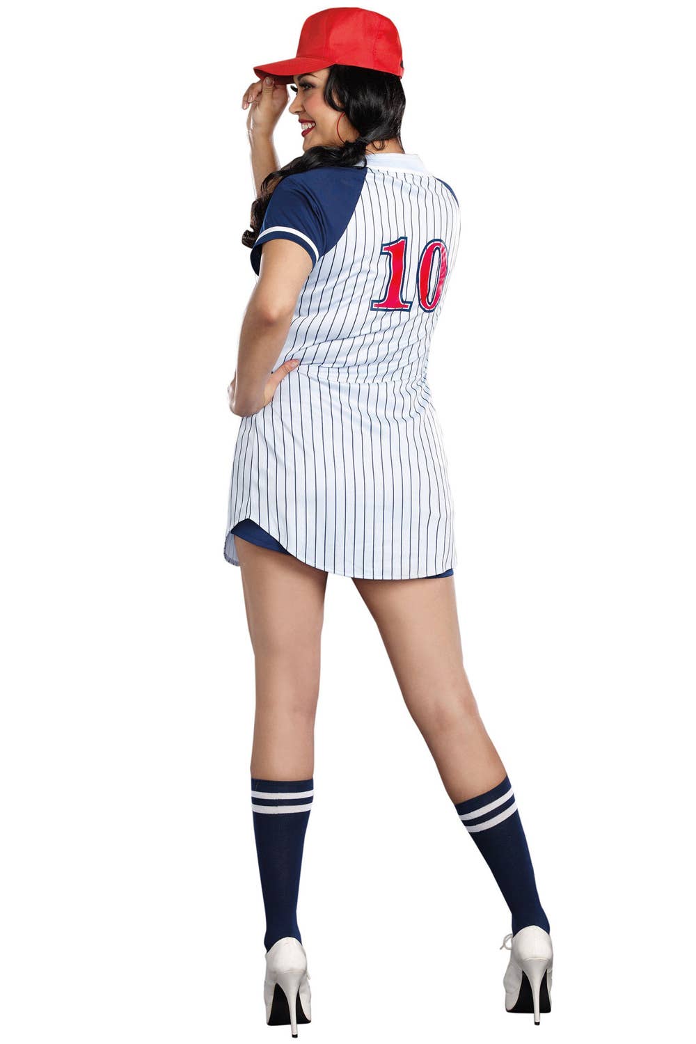 Women's Plus Size Baseball Uniform Costume - Back Image