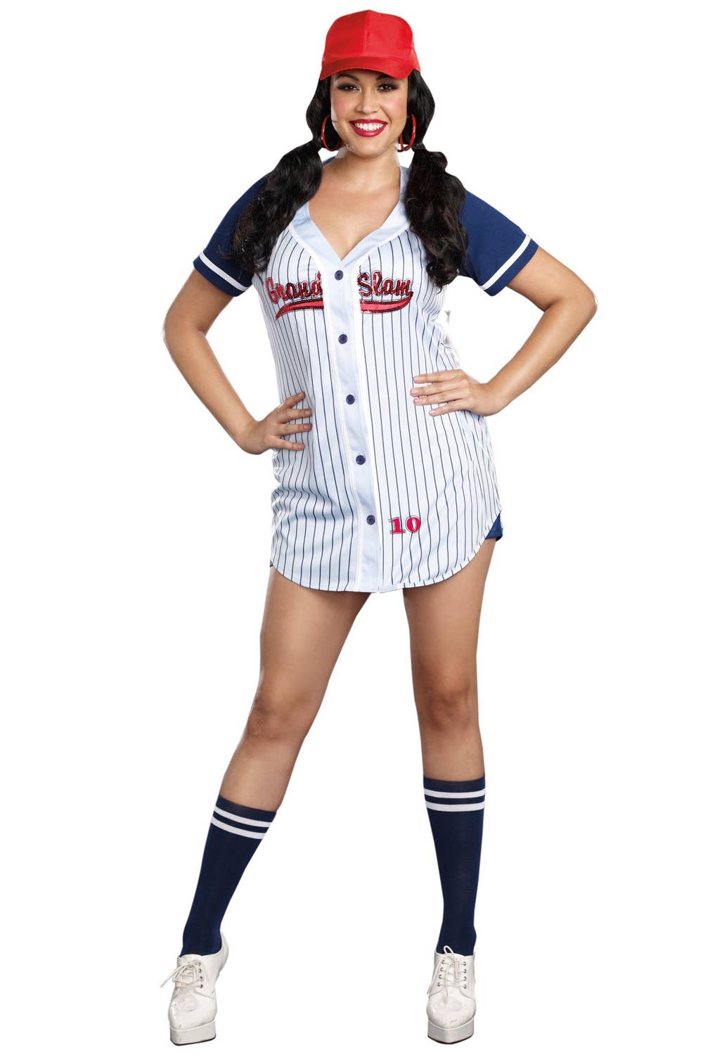 Women's Plus Size Baseball Uniform Costume - Alternate Front Image