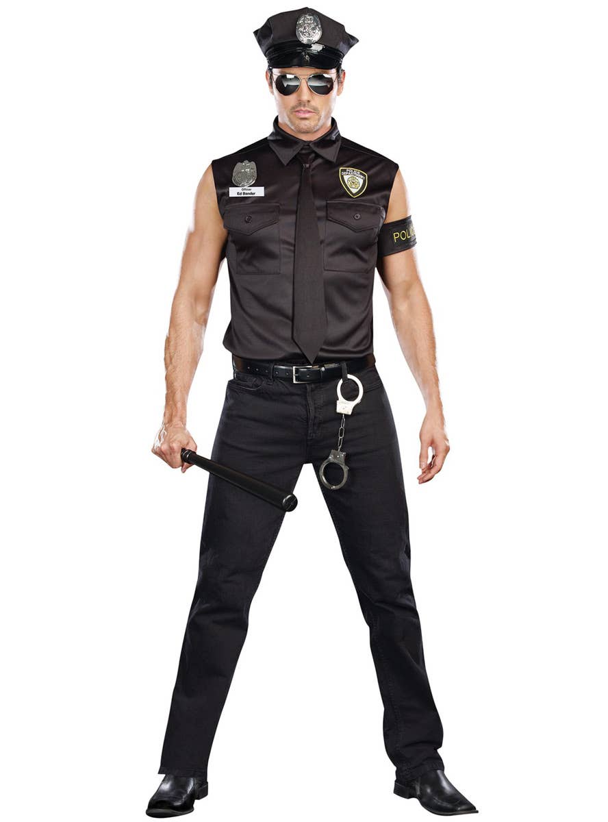 Men's Plus Size Sexy Police Officer Fancy Dress Costume Front Image