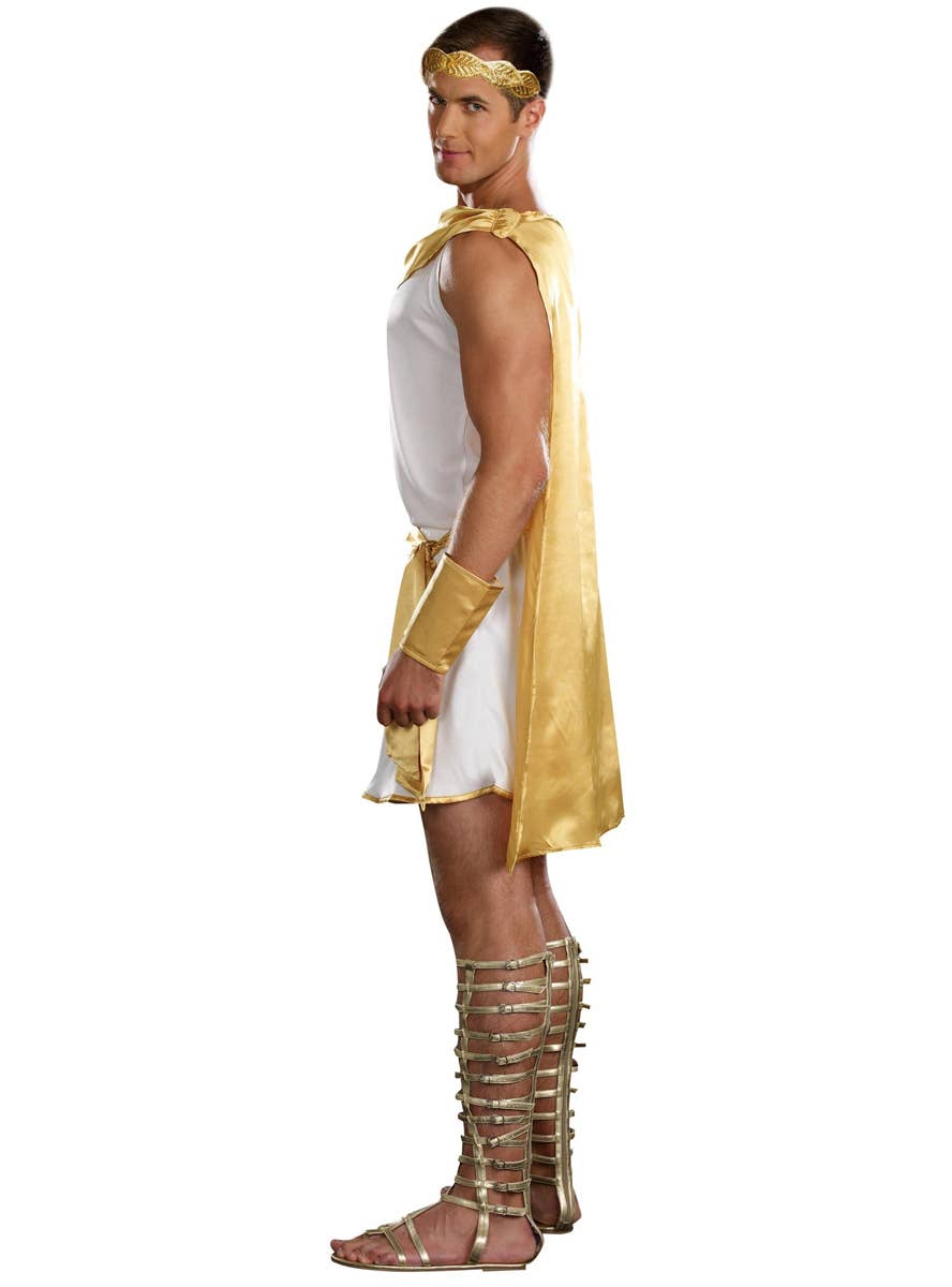 White and Gold Greek God Toga Costume for Plus Size Men - Side Image