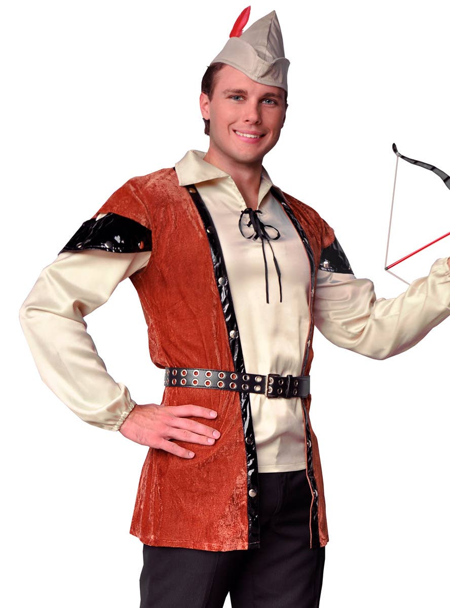 Forest Huntsman Robin Hood Men's Fancy Dress Costume - Close Image