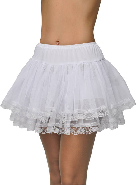 Womens White Petticoat Trimmed with White Lace