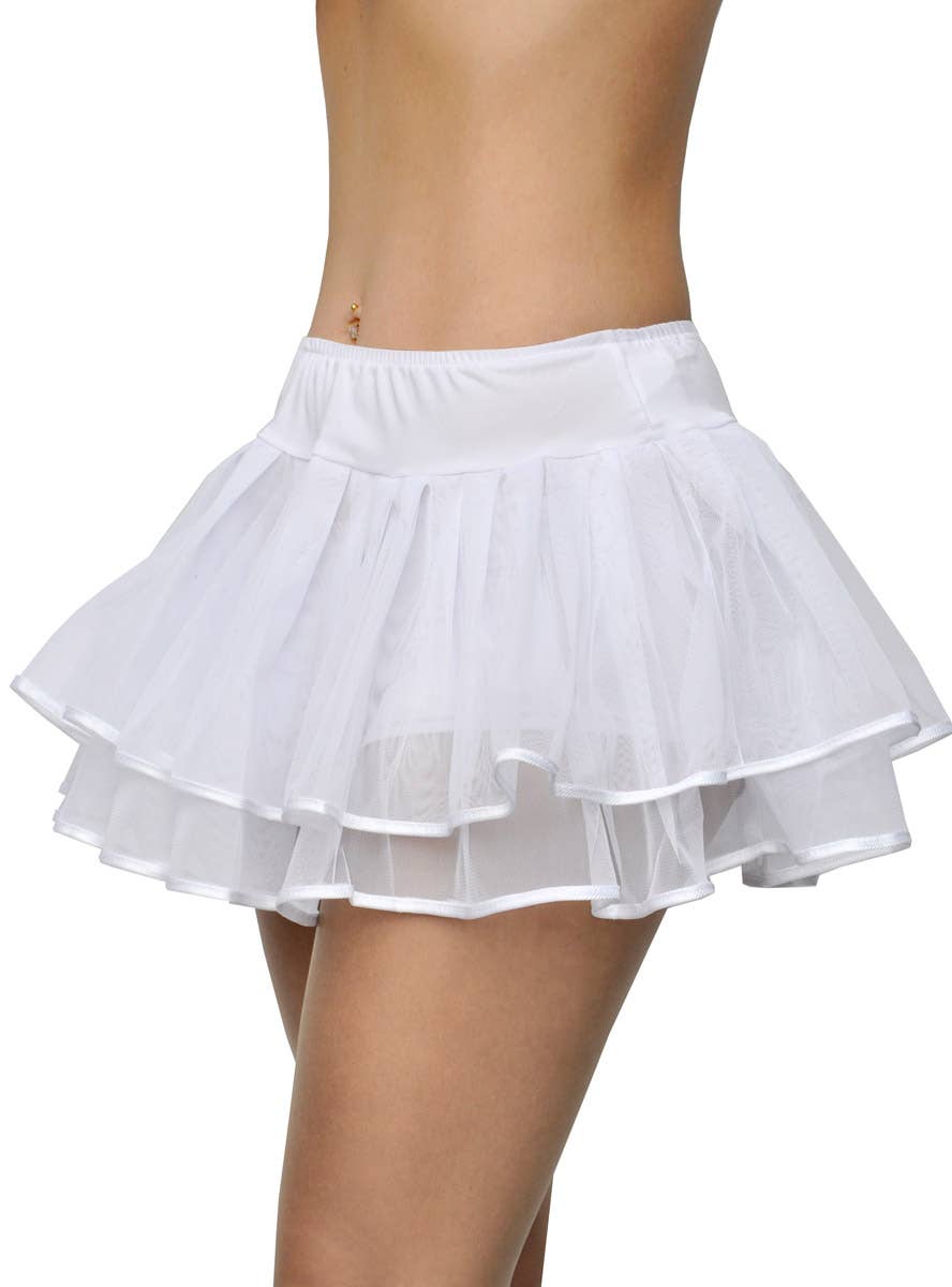 Women's White Double Layered Underskirt with White Binding