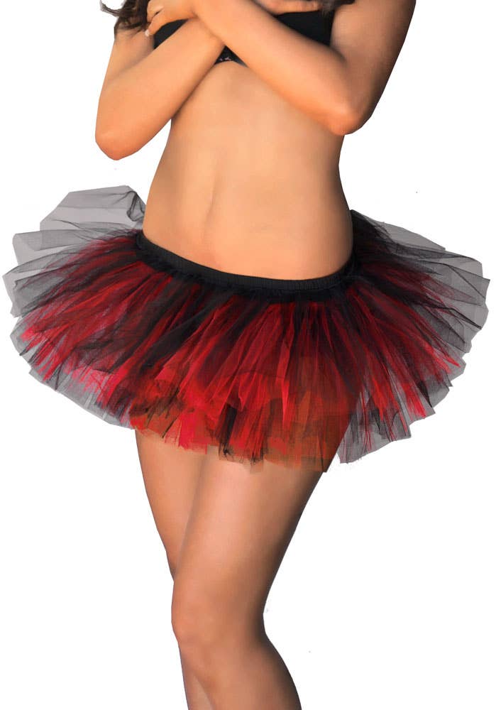 Black and Red Fluffy Tutu Skirt Womens Costume Accessory - Main Image