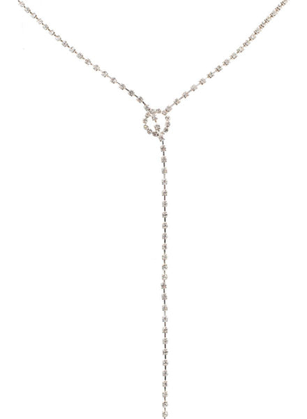 Silver Diamante Long Drop Necklace