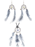 Grey Feather Dream Catcher Jewellery Set