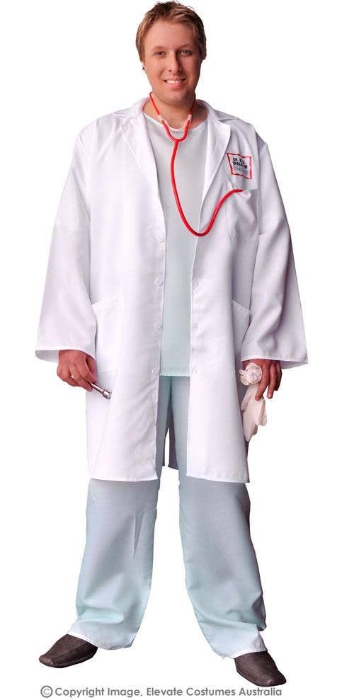 Plus Size Funny Men's Doctor Fancy Dress Costume Front View