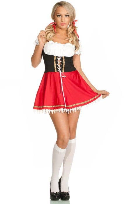 Women's Sexy Red Beer Wench Oktoberfest Costume Front Image