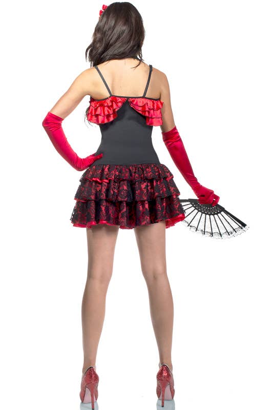 Deluxe Red and Black Spanish Flamenco Women's Senorita Costume - Back Image