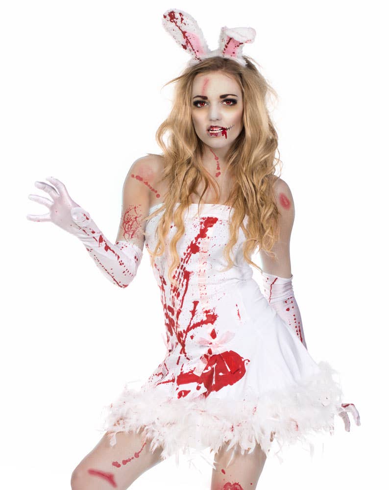 Sexy Zombie Rabbit Slayboy Women's Halloween Costume Close Up Image