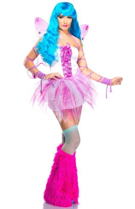 Women's Sexy Pretty Pink Fairy Fancy Dress Costume Front Image