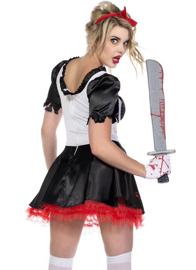 Women's Halloween Malice In Wonderland Zombie Costume Close Up Back Image