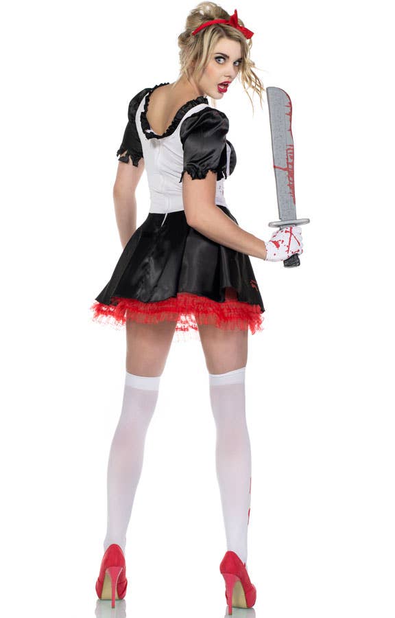 Women's Halloween Malice In Wonderland Zombie Costume Back Image