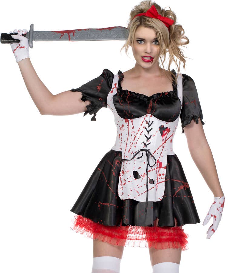 Women's Halloween Malice In Wonderland Zombie Costume Close Up Image