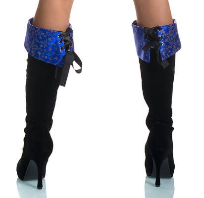 Women's Deluxe Sexy Blue Bounty Pirate Wench Fancy Dress Costume Close Shoe Image