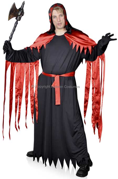Scary Halloween Horror Master Devil Fancy Dress Costume Robe Full Length View