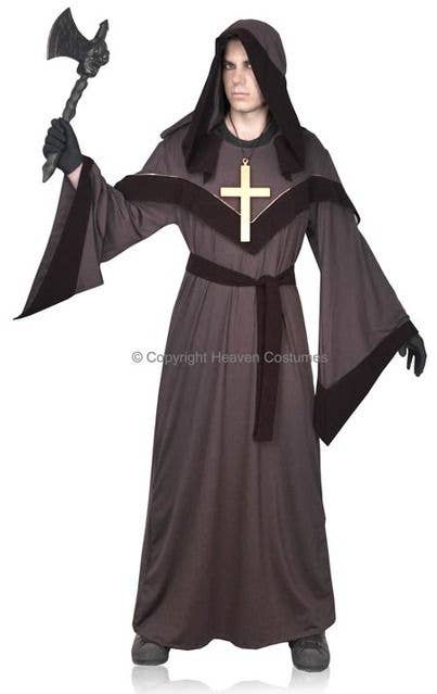 Spooky Monk Robe Halloween Fancy Dress Costume Full Length View