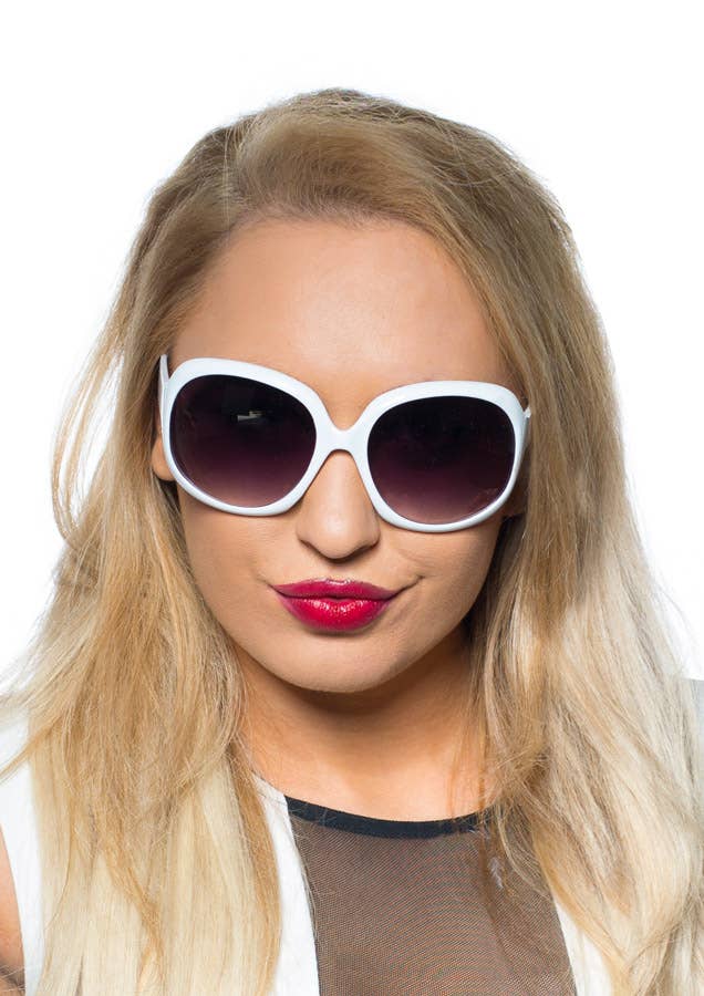 White 70's Retro Sunglasses Costume Accessory Main Image